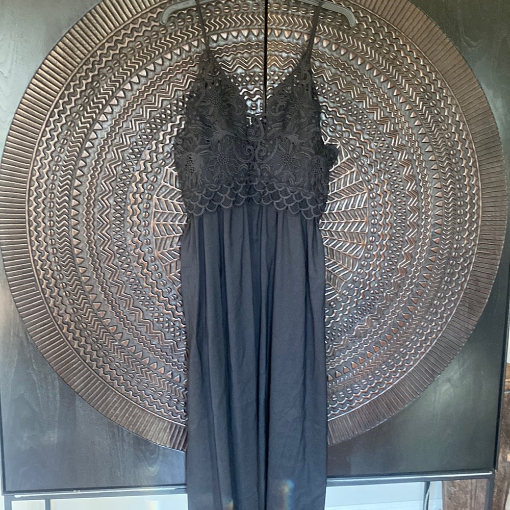 NEW Reiss black midi dress lace top 8